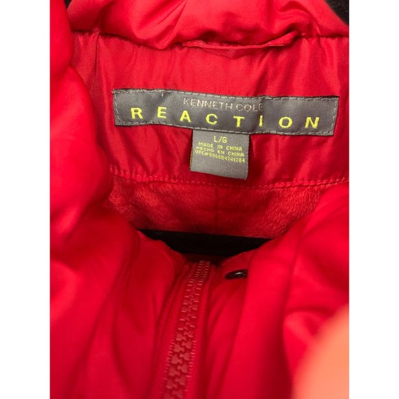 Kenneth Cole Reaction Jacket Red Quilted Warm Faux Fur Puffer Winter Kids Size L - Picture 2 of 10